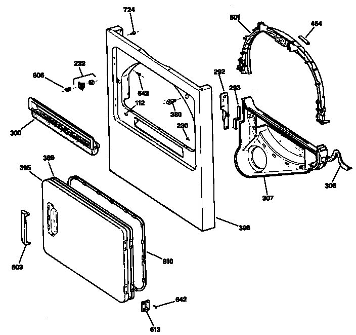 GE DDE7100SBLAA door diagram