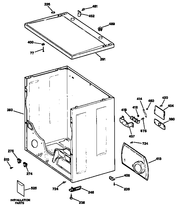 GE DDE7100SBLAA cabinet diagram