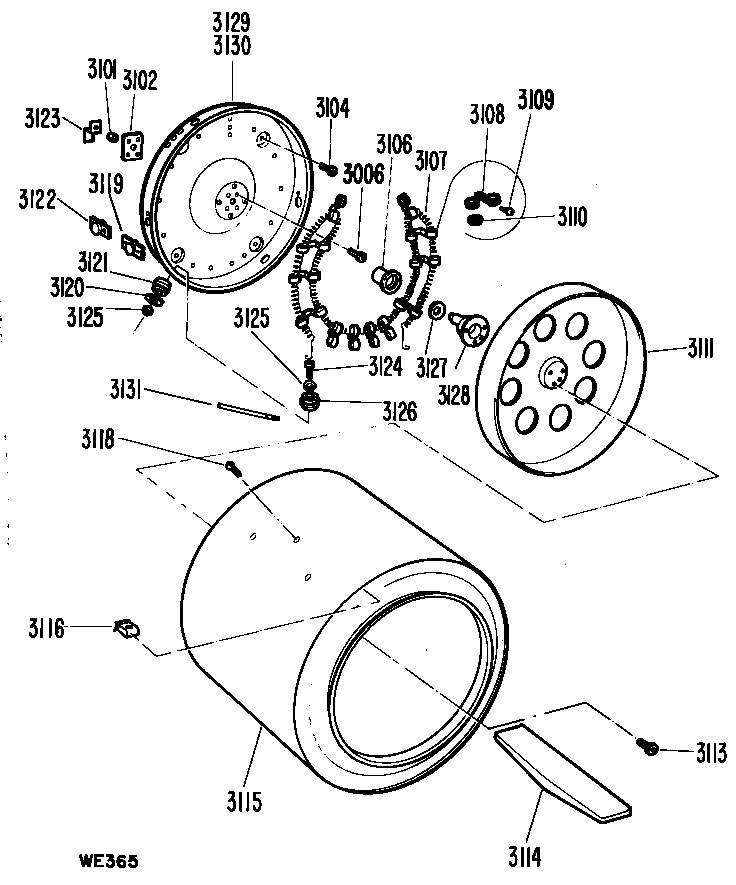 GE DDP1380SAM drum diagram