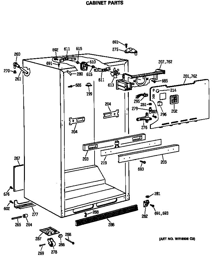 GE TBX18GATHRAD cabinet parts diagram