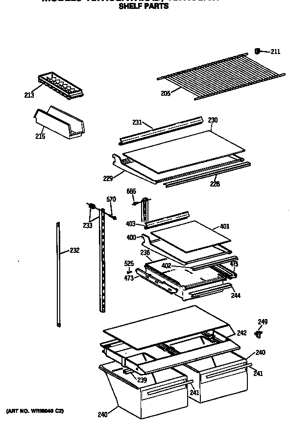 GE TBX18GATHRAD shelf parts diagram