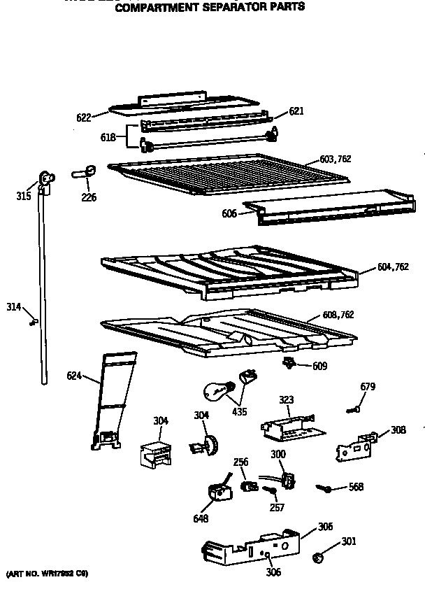 GE TBX18GATHRAD compartment separator parts diagram