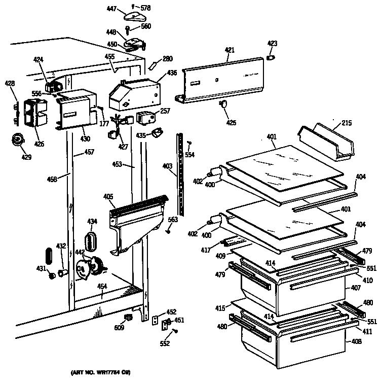 GE TFC20JASBWH shelves diagram
