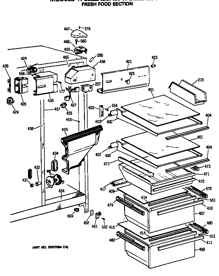 GE TFC22ZASBAD fresh food section diagram