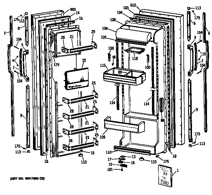 GE TFG24ZASCWH doors diagram