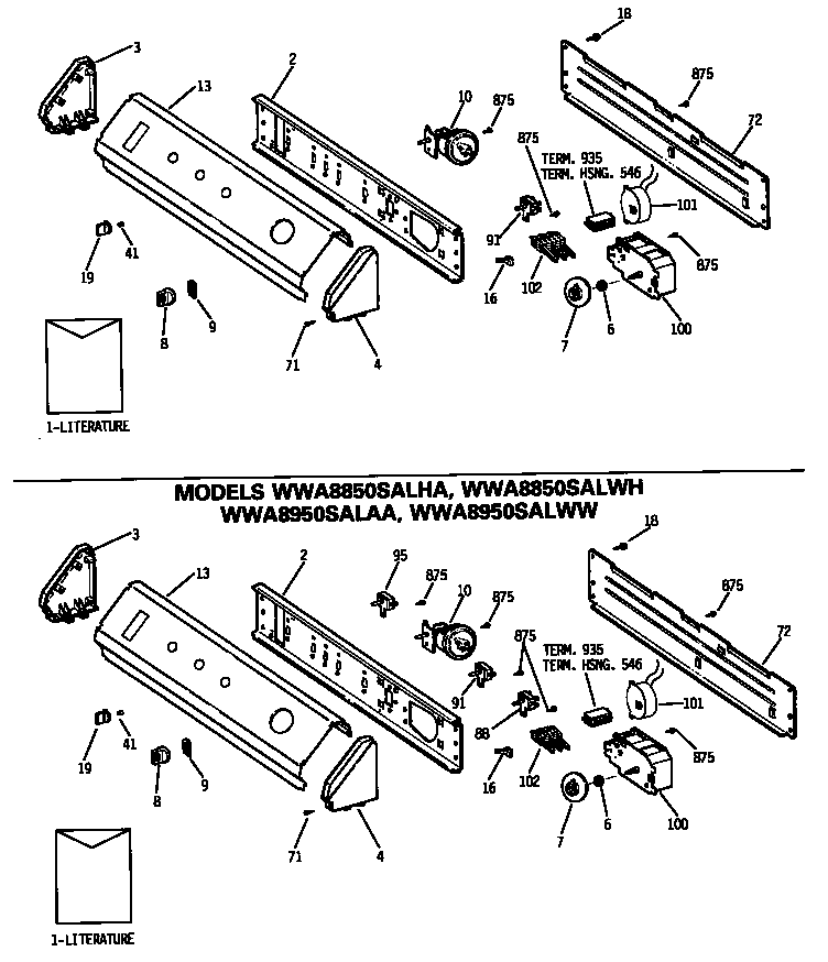 GE WWA8850SALWH control panels diagram
