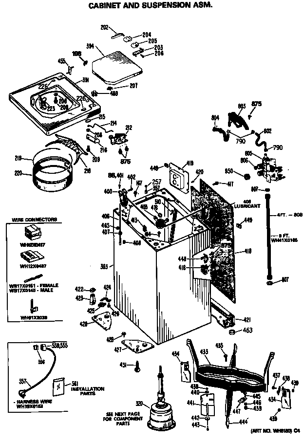 GE WWA9895SALAA cabinet and suspension asm. diagram