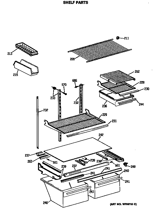 GE TBE21DASTRWH shelf parts diagram