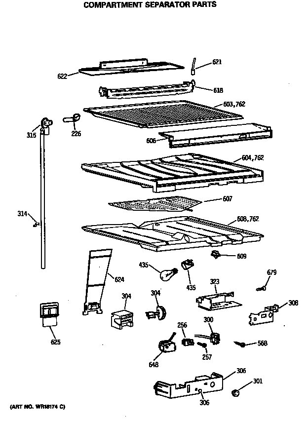 GE TBE21DASTRWH compartment separator parts diagram