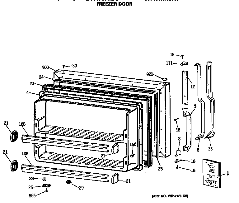 GE TBE18JATMRWH door diagram