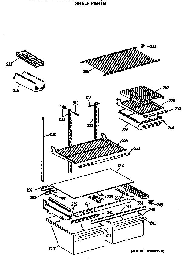 GE TBH21DASRRWH shelf parts diagram