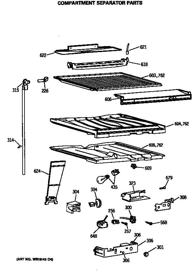 GE TBH21DASRRWH compartment separator parts diagram