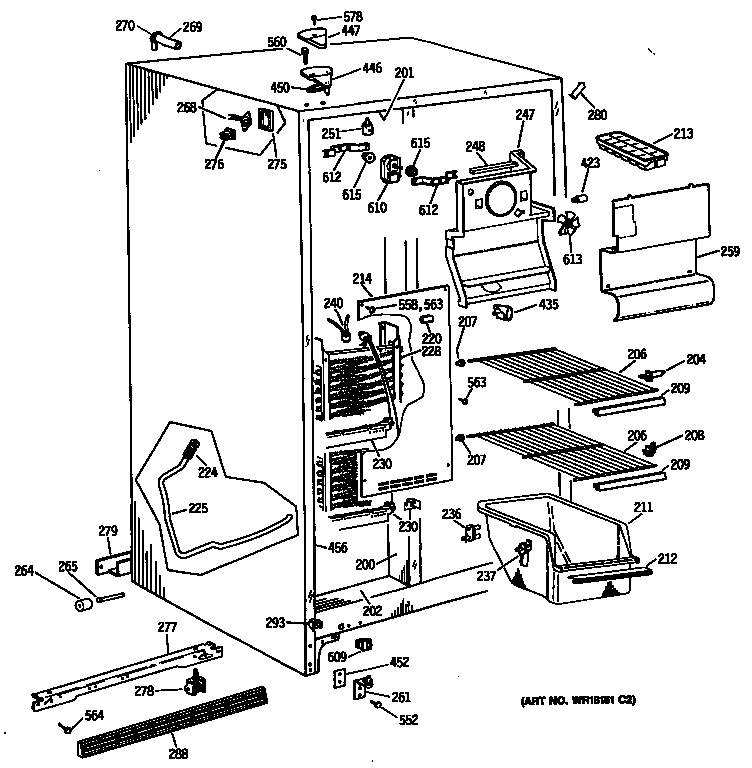 GE TFX20DASMAD freezer section diagram