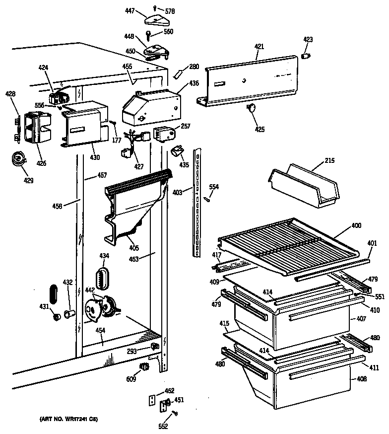 GE TFX20DASMAD fresh food section diagram