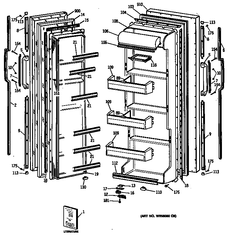 GE TFX20JASMAD doors diagram