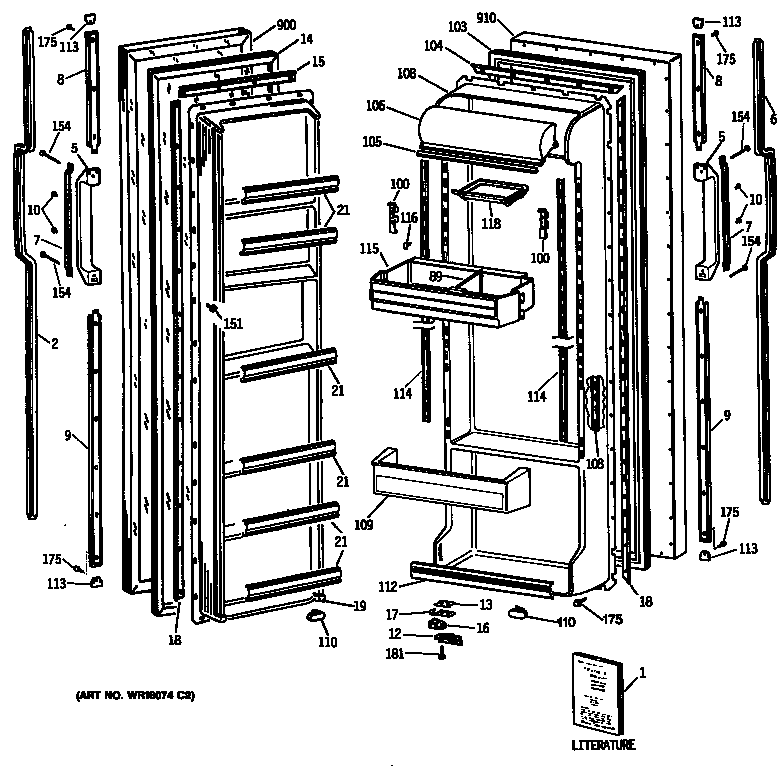 GE TFX22ZASMAD doors diagram