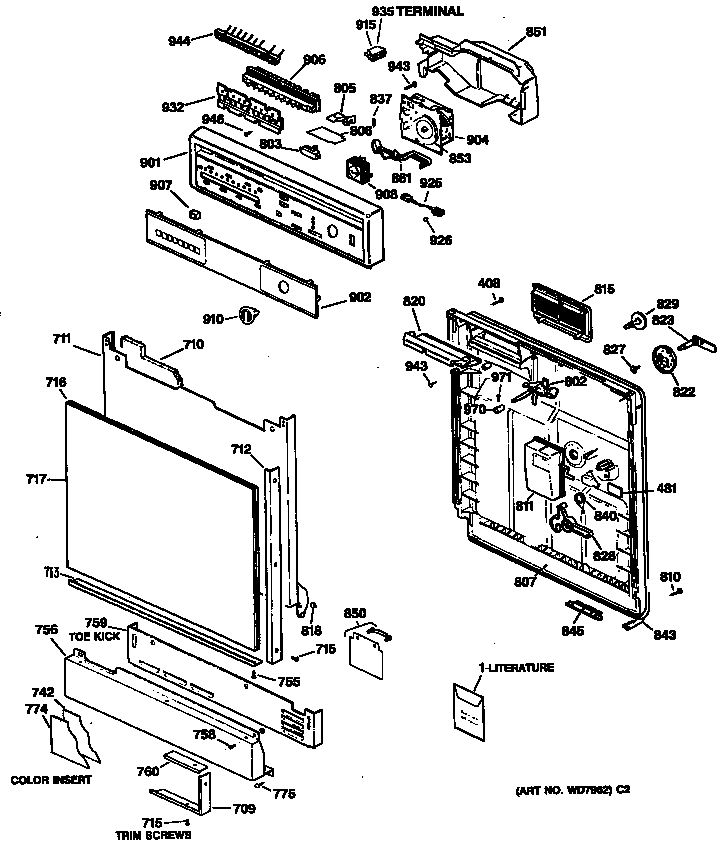 GE GSD1425T60BA door diagram