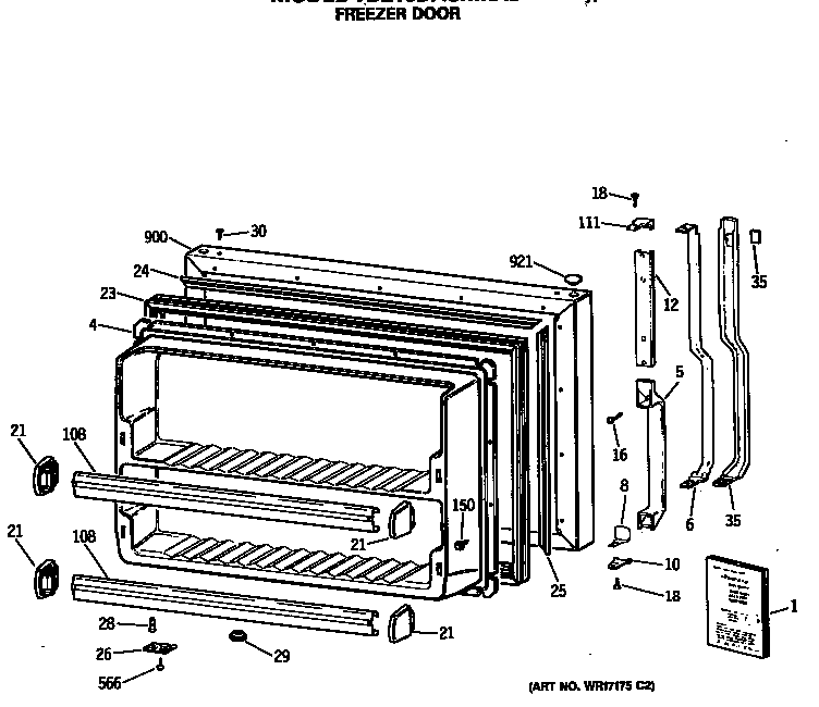 GE TBE18DASMRAD freezer door diagram