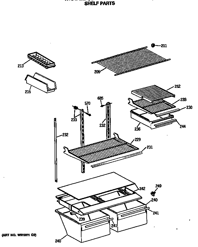 GE TBE18DASMRAD shelf parts diagram