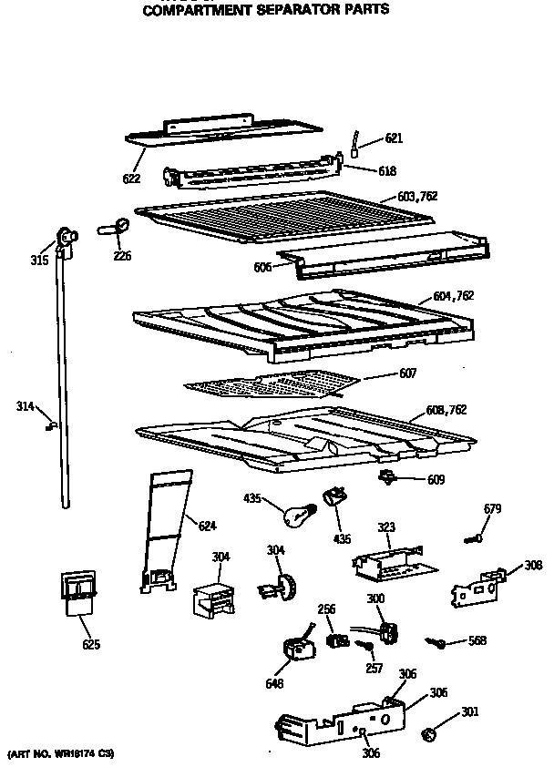 GE TBE18DASMRAD compartment separator parts diagram