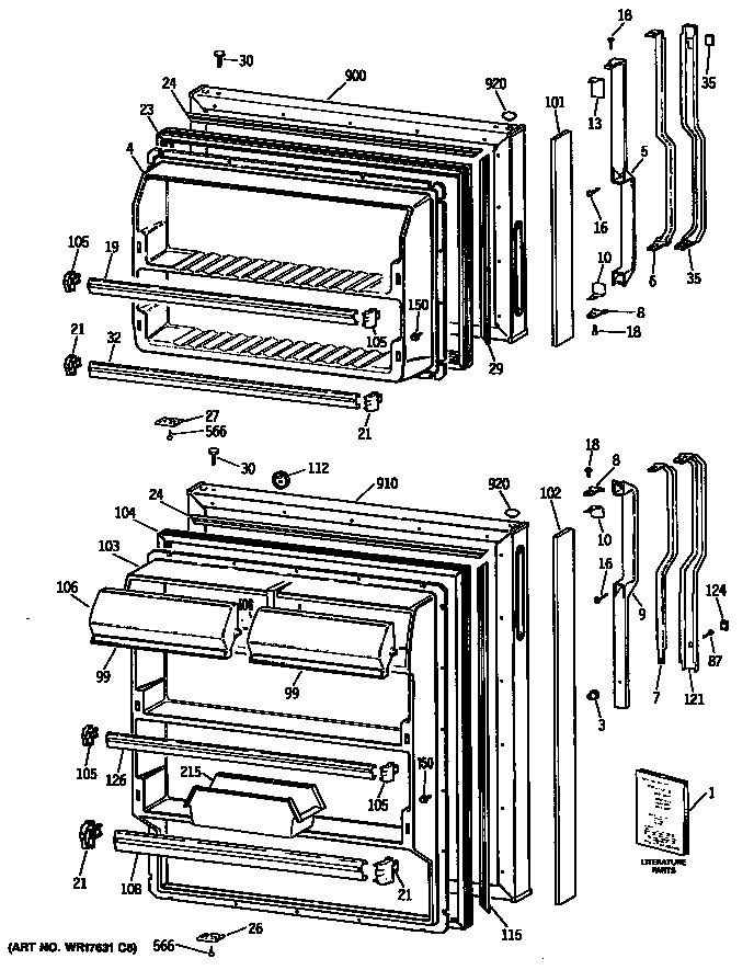 GE TBX14GASDRAD doors diagram