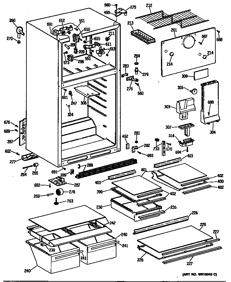 GE TBX14GASDRAD cabinet diagram