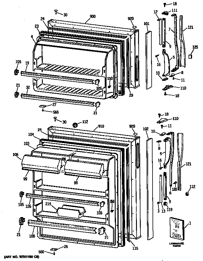 GE TBX14MASDRAD doors diagram
