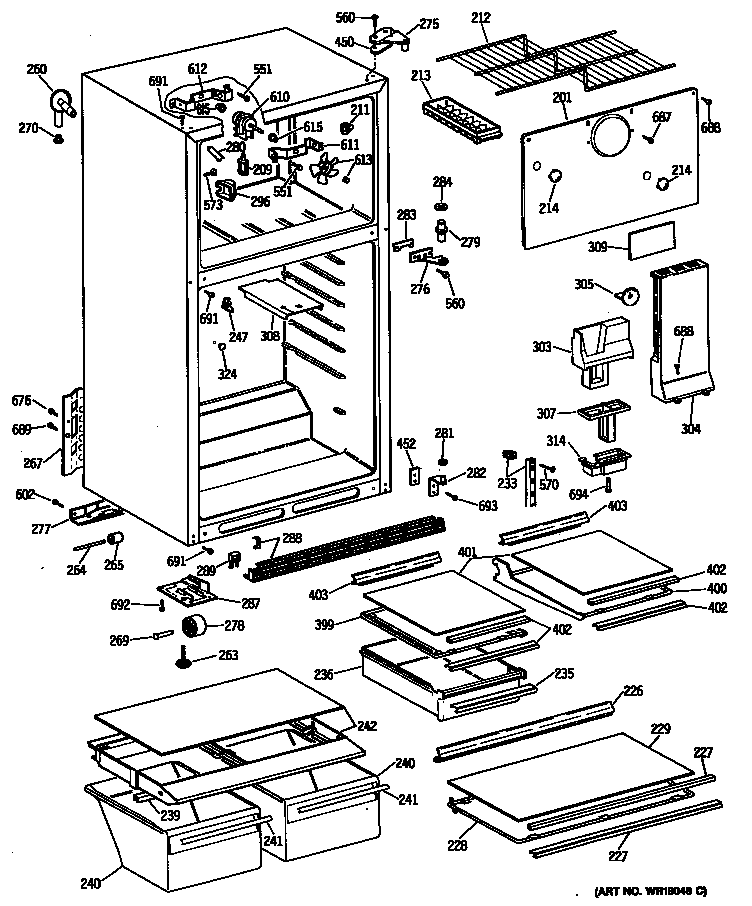 GE TBX14MASDRAD cabinet diagram