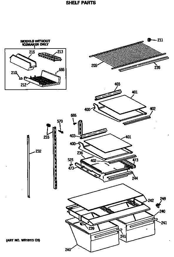 GE TBX18JATHRWH shelf parts diagram