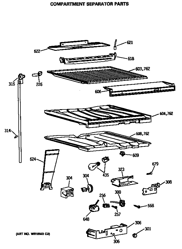 GE TBX18JATHRWH compartment separator parts diagram