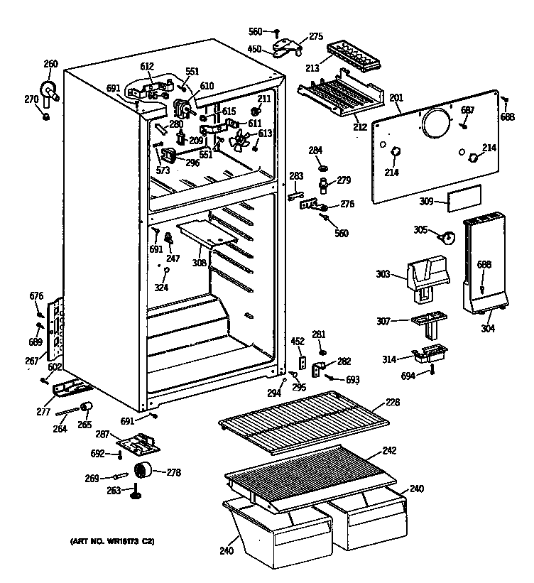 GE TBX14SYTBLWH cabinet diagram