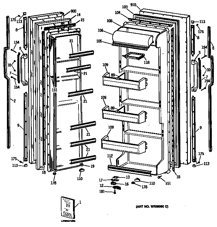 GE TFG20JASMWH doors diagram