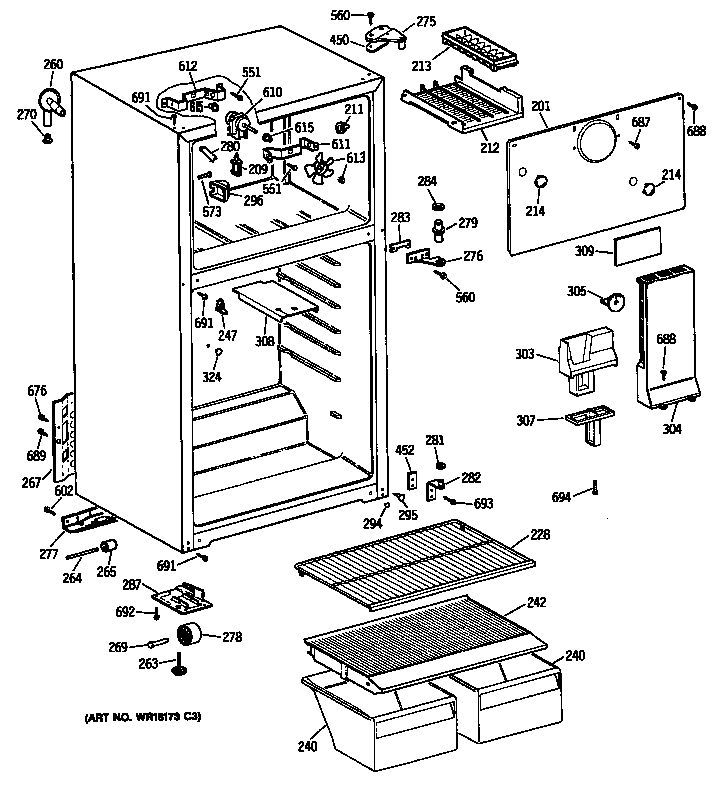GE TBX16SYTDRAD cabinet diagram