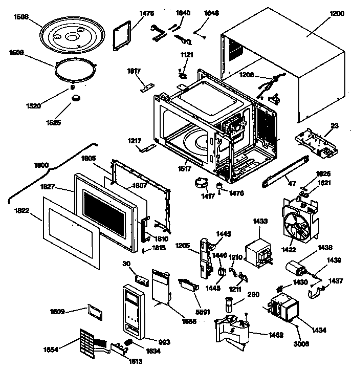 GE JES1134WN03 microwave diagram