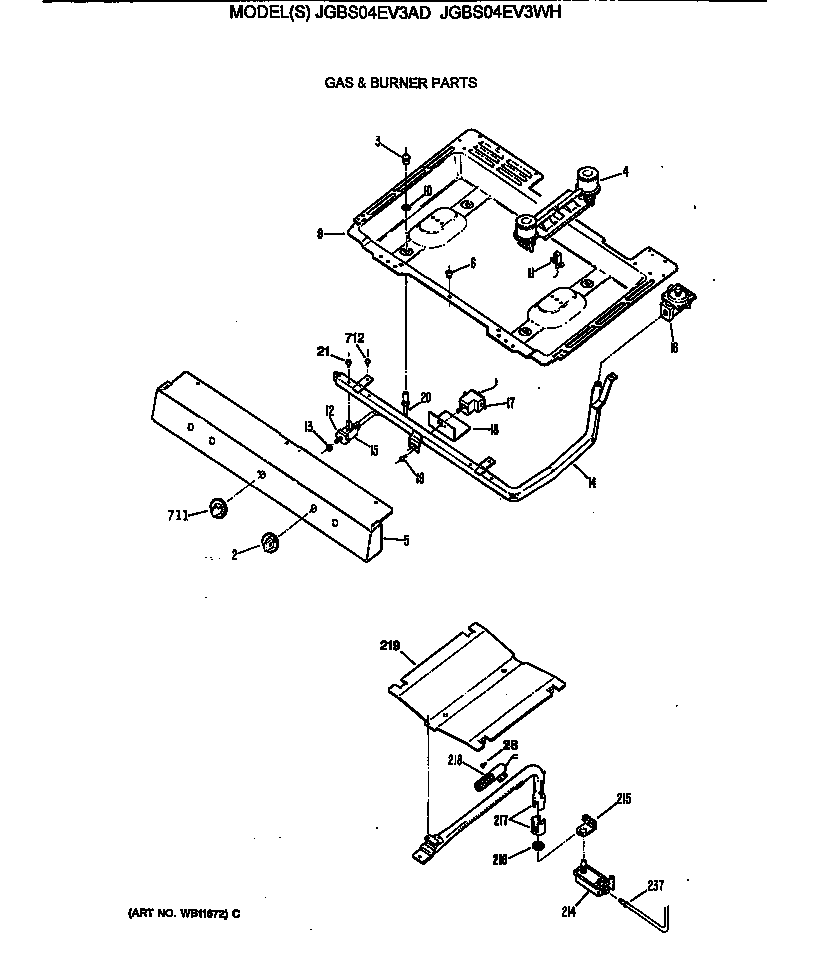 GE JGBS04EV3WH gas & burner parts diagram