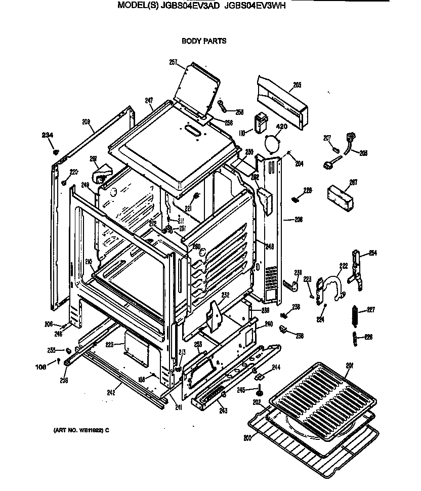 GE JGBS04EV3WH body parts diagram
