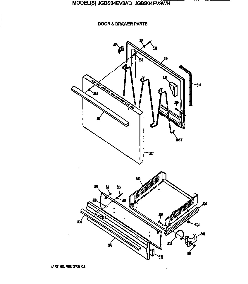 GE JGBS04EV3WH door & drawer parts diagram
