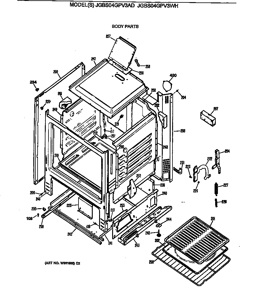 GE JGBS04GPV3AD body parts diagram