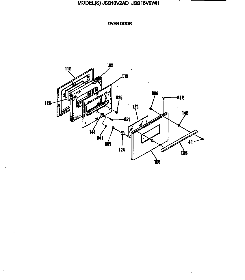 GE JSS16V2WH oven door diagram