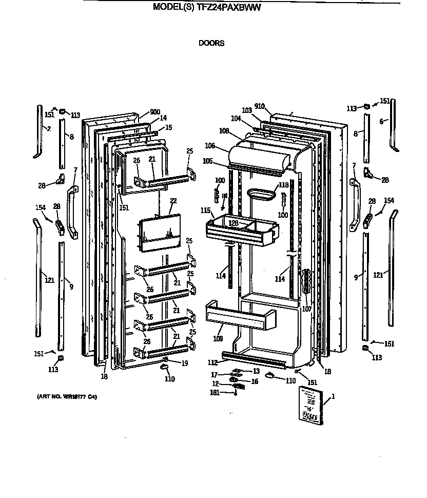 GE TFZ24PAXBWW doors diagram
