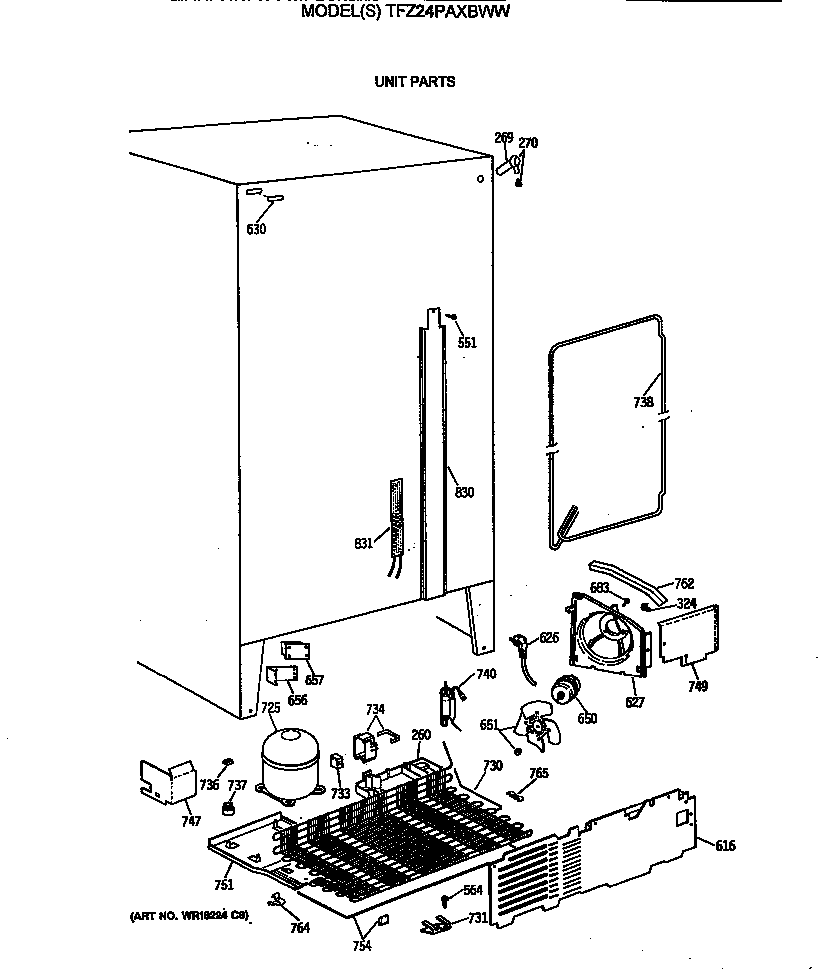 GE TFZ24PAXBWW unit parts diagram