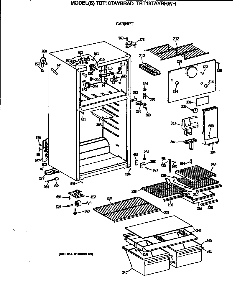 GE TBT18TAYBRWH cabinet diagram