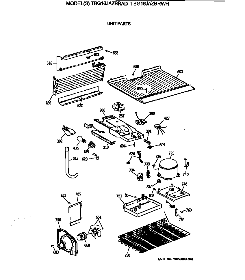 GE TBG16JAZBRAD unit parts diagram