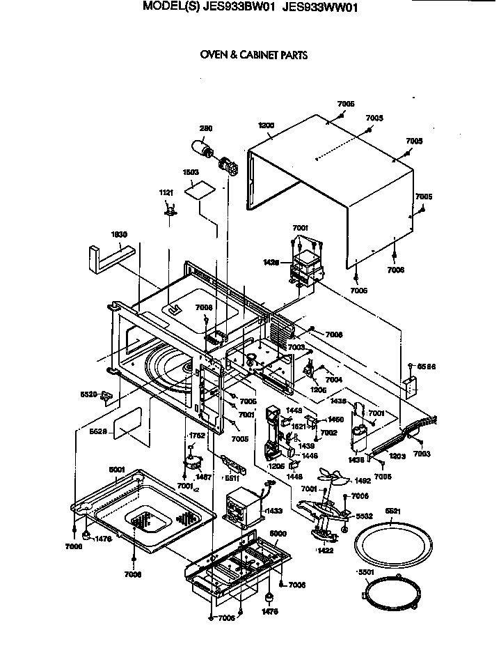 GE JES933BW01 oven & cabinet parts diagram