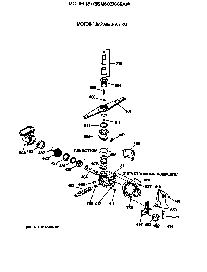 GE GSM603X-68AW motor-pump mechanism diagram