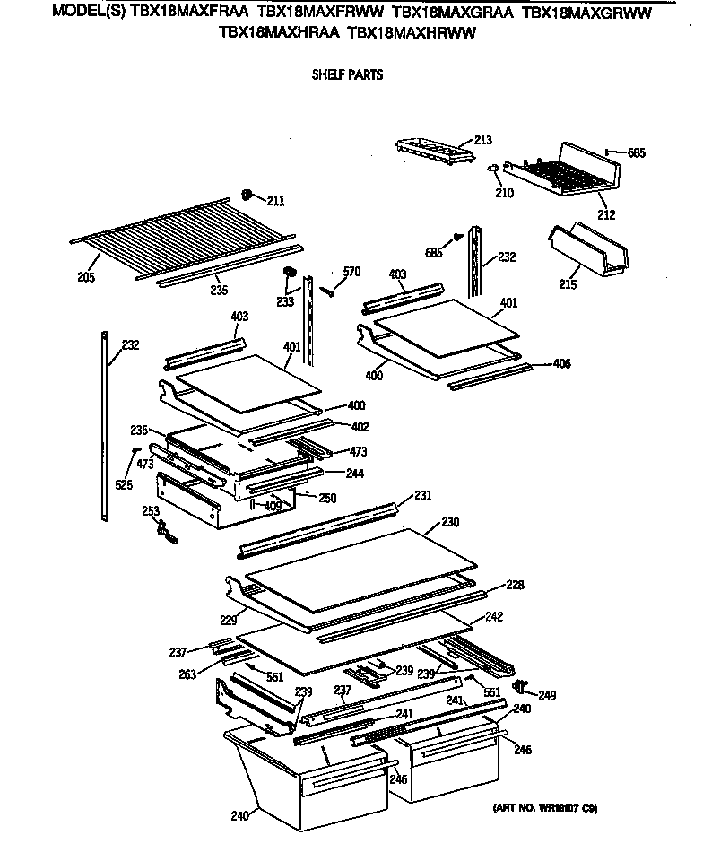 GE TBX18MAXGRWW shelf parts diagram