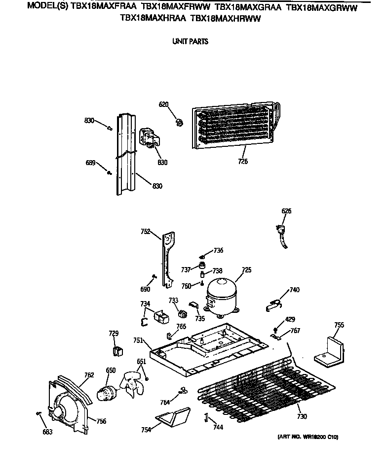 GE TBX18MAXGRWW unit parts diagram