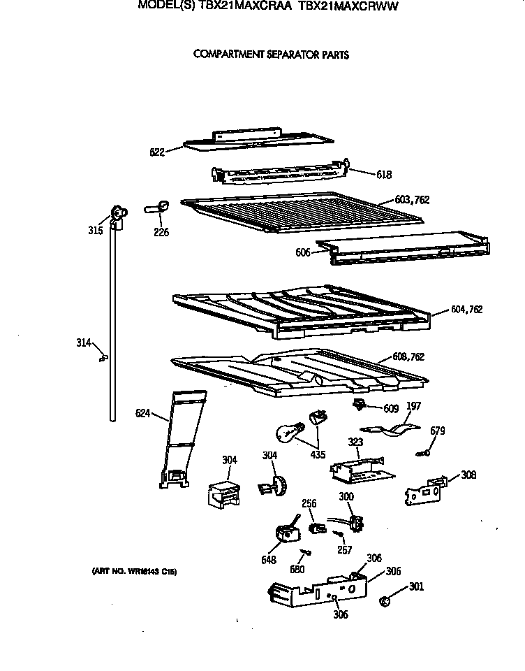 GE TBX21MAXCRAA compartment separator parts diagram