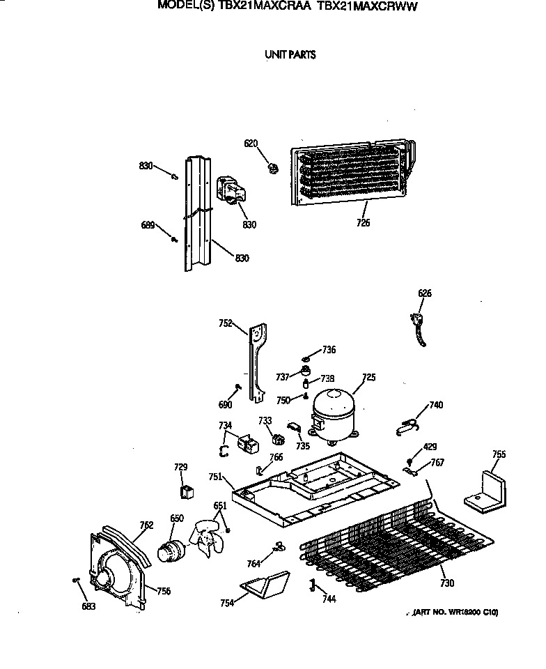 GE TBX21MAXCRAA unit parts diagram