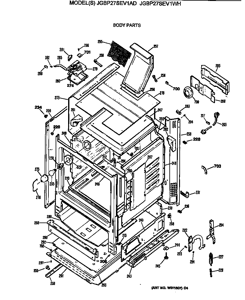 GE JGBP27SEV1WH body parts diagram